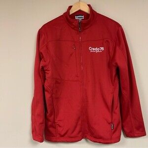 Red Full Zippered Jacket Men’s Small Fleece Lined Lightweight Coat Fall Outdoors